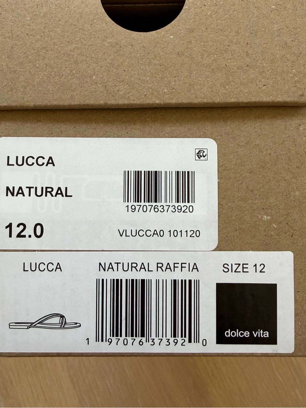 Dolce Vita Natural Raffia Lucca Sandal Label